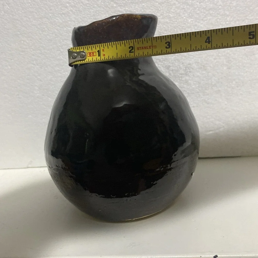 Studio Pottery Brown Glazed Bud Vase Handcrafted Signed AP Artist 6.5